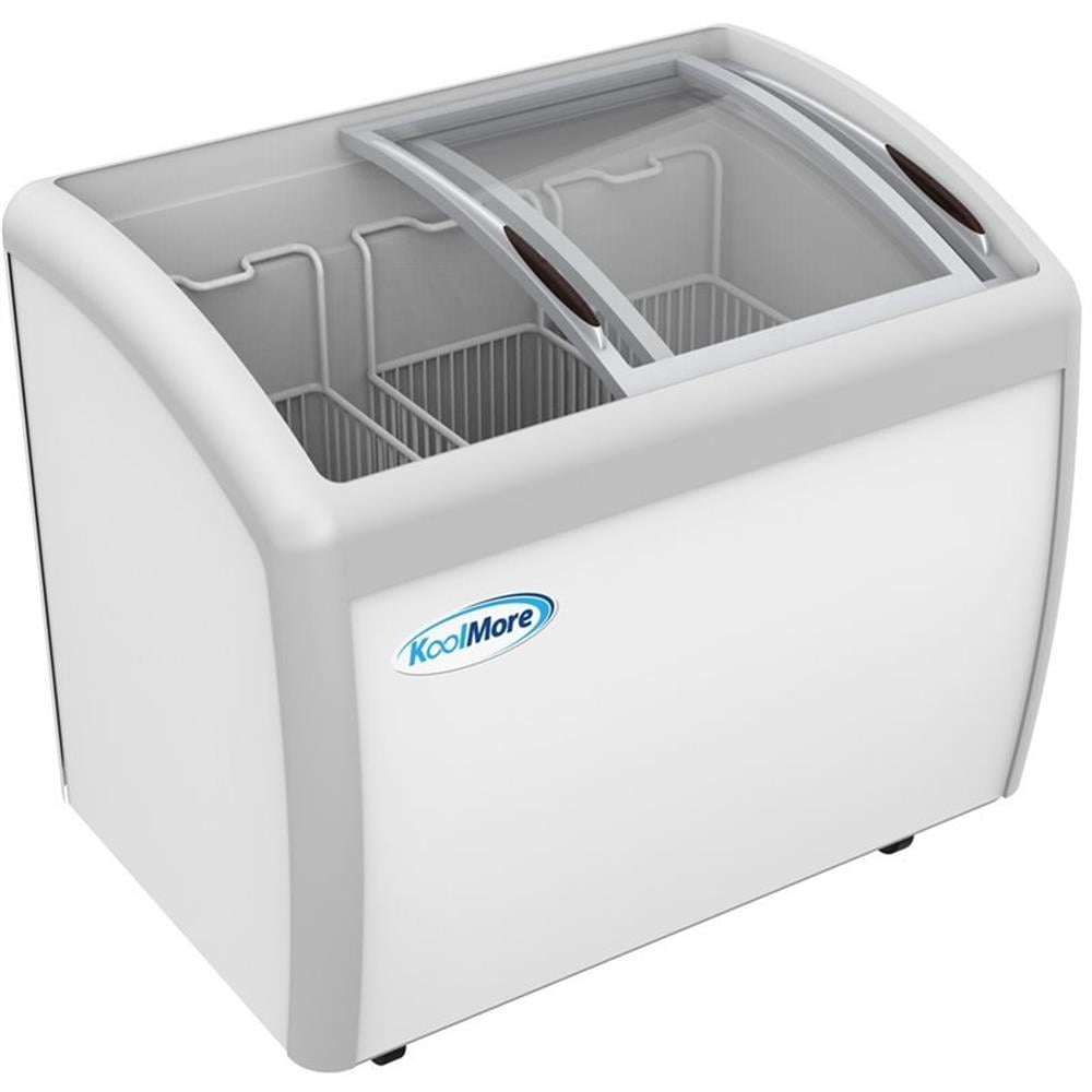 Pemberly Row Metal Ice Cream Freezer Display Case with 3 Storage Baskets - White