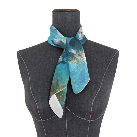 Wobogo Cute Manatee Square Scarf 23.62 x 23.62 In Lightweight Polyester Silk-Feel Neck Scarf for Women Fashion Head Scarf Hair Wrap Bandana