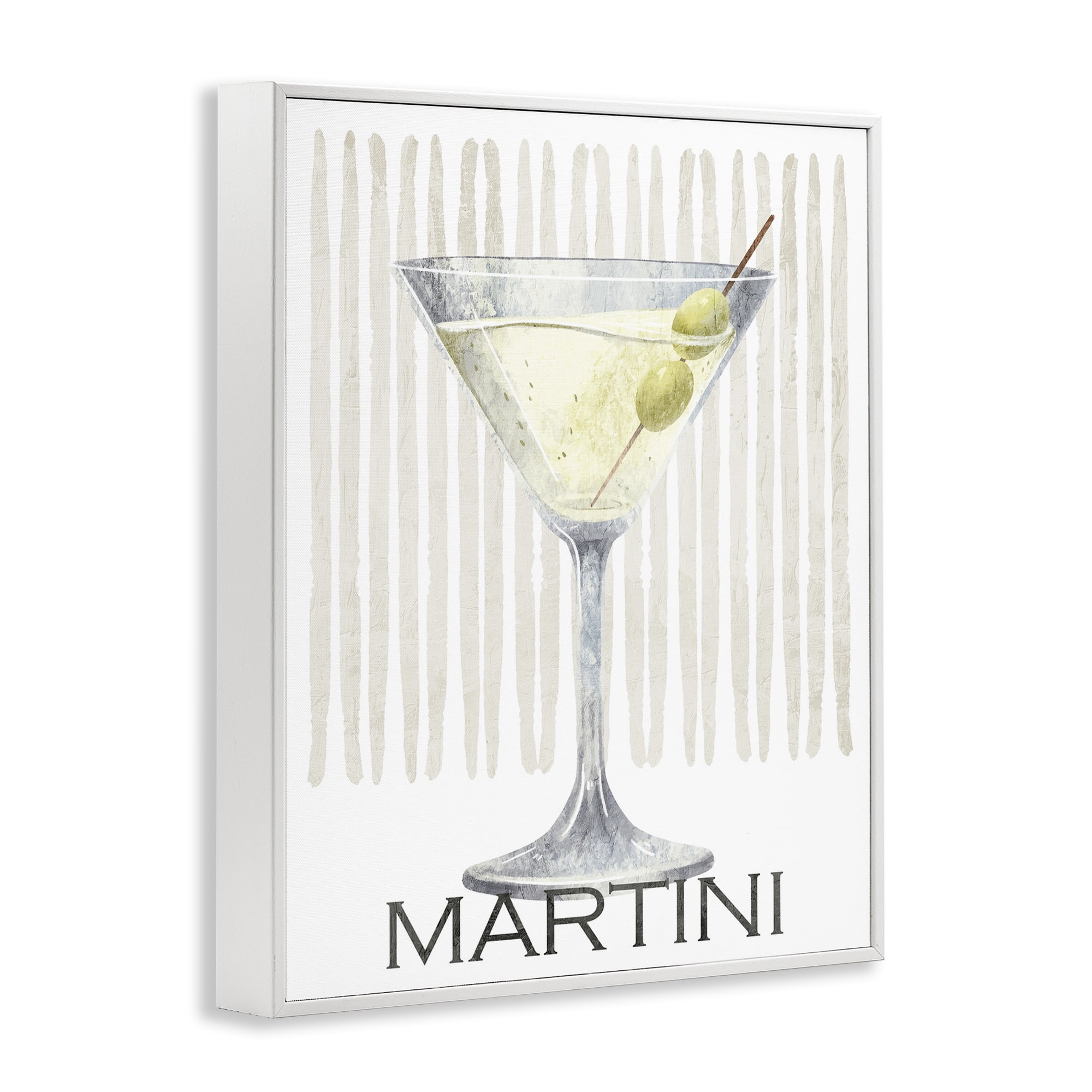 Stupell Industries Subtle Martini Drink White Framed Giclee Art, design by Kim Allen