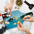 thumbnail image 4 of Landscape Cutting Board, Pool View at Sunset Beach in Seacoast Ocean Vibrant Colors Adventure Photo, Tempered Glass Cutting and Serving Board, Wine Bottle Shape, Turquoise Green, by Ambesonne, 4 of 5
