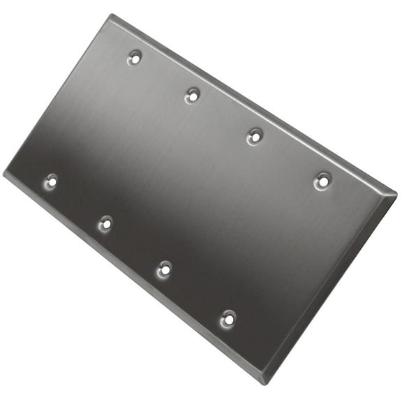 Seismic Audio  Blank Stainless Steel 4 Gang Wall Plate- For Cable Installation Silver - SA-PLATE14