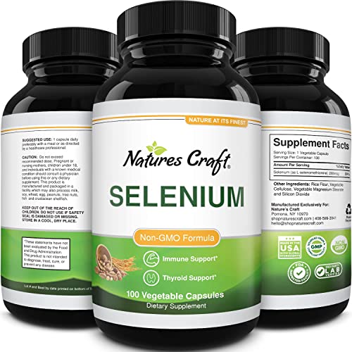 Pure Selenium Thyroid Support Supplement Selenium 200mcg Antioxidant