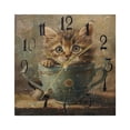 thumbnail image 5 of Cat in Cup Wall Clock Decorative Square Silent Non-Ticking Operated Clocks Aesthetic for Bedroom Living Room, 5 of 8
