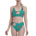 thumbnail image 2 of Picia Starfish and Shell Women's High Waisted Bikini Scoop Neck Swimsuit Two Pieces Bathing Suit-Medium, 2 of 8