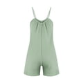 thumbnail image 7 of Women's Stylish Casual Round Neck Loose Solid Color Suspenders Romper Body Bodysuit Linen Overalls Womens Culottes Jumpsuit with Pockets for Women Womens Jumpsuits plus Size Womens Rompers Denim Linen, 7 of 7