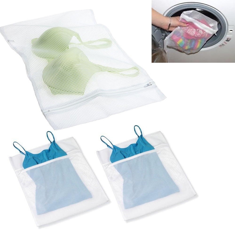 Mesh Laundry Bag Zipper Netting Delicate Lingerie Socks Lot Of 8 Square 