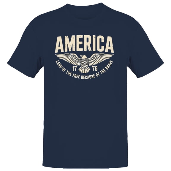 Smartprints America Land of the Free 1776 Eagle Men's T-shirt, Navy, S