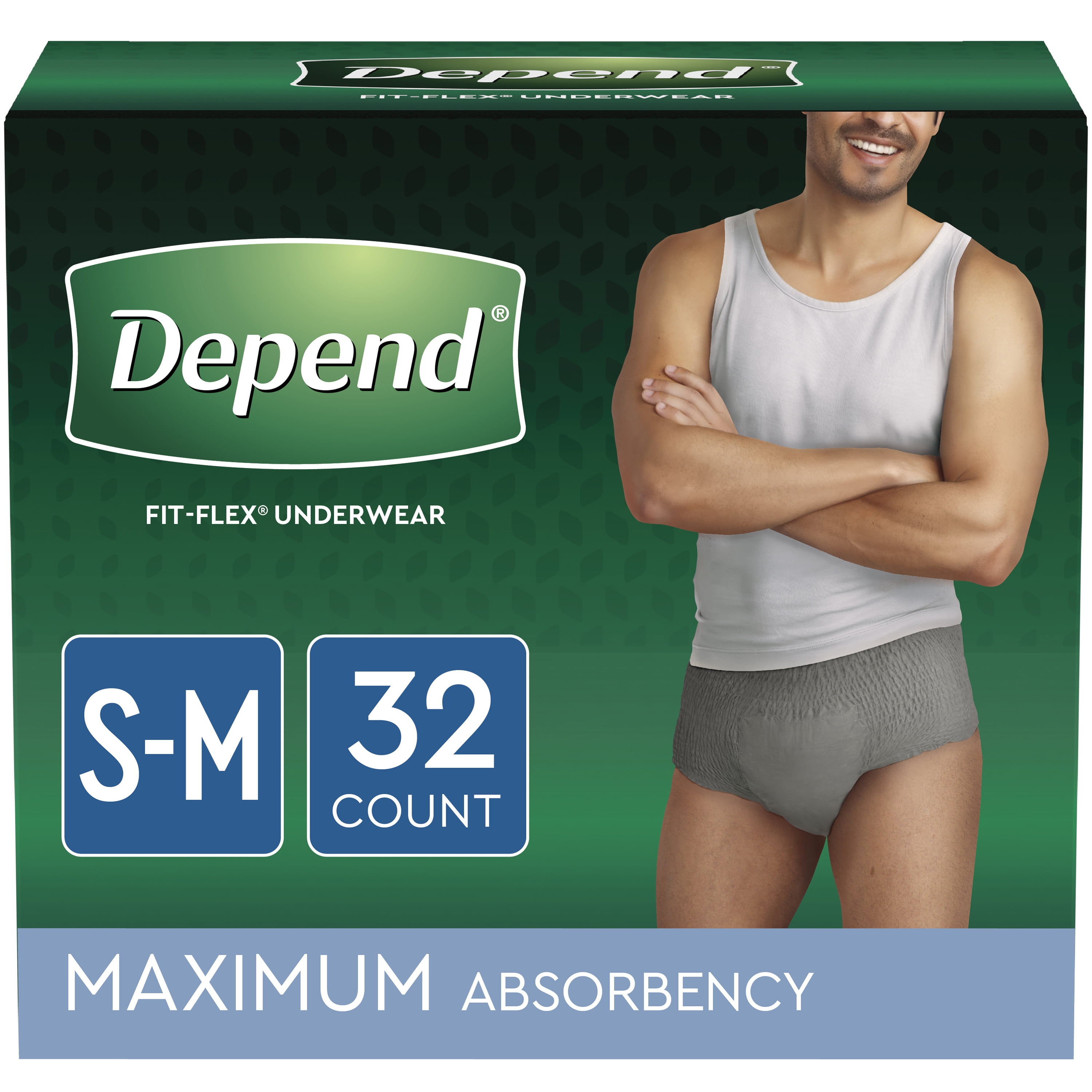 Depend Fresh Protection Adult Incontinence Disposable Underwear for Men - Maximum Absorbency - S/M - Gray - 32ct