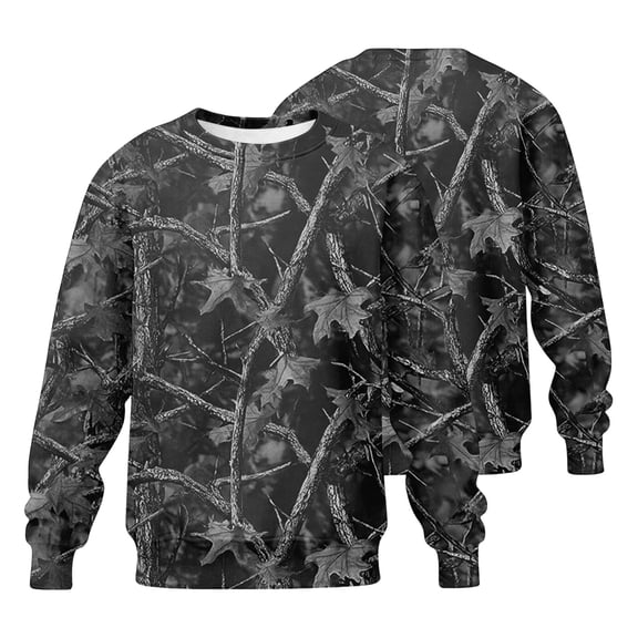 Men's Camouflage Sweatshirt Loose Fit Crewneck Long Sleeve Pullover Top Casual Graphic Print Hoodie Streetwear Fashion Oversized Jumper Sweater Winter Fall Clothing