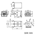 thumbnail image 4 of Conector USB PCB tipo B hembra 180 grados inserción recta 15 piezas, 4 of 4
