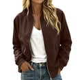 thumbnail image 2 of QQNHM Waterproof Bomber Jacket For Women Full Zip Long Sleeve Windbreaker Coat Fall Casual Outerwear, 2 of 7