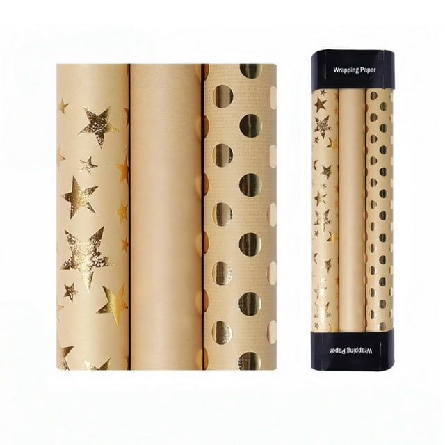 FUYPSE 2026 New Arrivals Gift Wrapping Paper Rolls Gold Wrapping Paper Roll(Dot Solid Color ) Roll Gold Wrapping Paper for BirthdayHolidayWedding