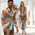 thumbnail image 2 of Psesaysky 250th Faith Couple Shirts and Dress,Husband Wife Matched Clothes Eagle Flag Hawaiian Luau Outfit for 4th of July Party Short Sleeve Sexy Bodycon Dress for Women with Mens Shirts, 2 of 6