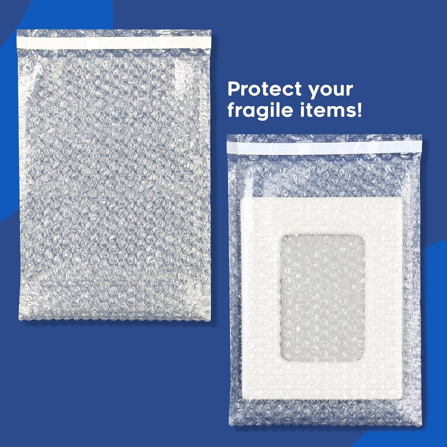 15x17.5" Clear Self-Sealing Bubble Out Bag Pouches -50 Pack- Bubble Cushion Wrap Bags for Packing, Storage, Moving, and Shipping fragile items