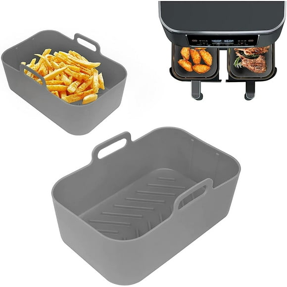 2pcs Silicone Pot For Ninjas Dual Air Fryer, Silicone Air Fryer Liners Double Air Fryer Silicone Air Fryer Basket