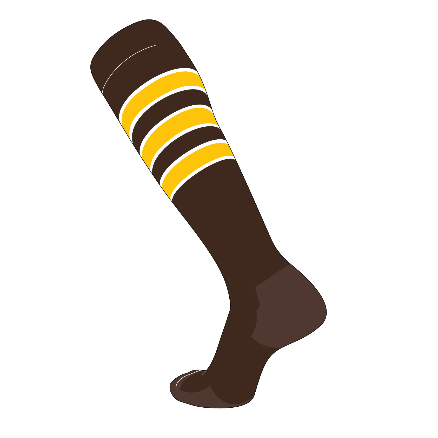 White E Gold TCK Elite Baseball Football Knee High Striped Socks Brown 