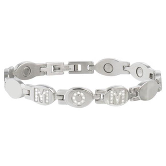 Mom Stainless Gem Magnetic Bracelet, Extra Large