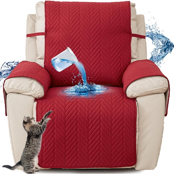 Yumcute Recliner Chair Cover, Recliner Sofa Coves, 1 Seats Recliner Armchair Cover, Recliner Covers That Stay in Place,Washable Recliner Slipcover Red