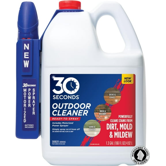 30 SECONDS Mold and Mildew Stain Remover  Ready to Use  Battery Powered Spray Wand  1.3 Gallon