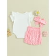 thumbnail image 3 of Bagilaanoe 3pcs Newborn Baby Boy Girl Shorts Set Short Sleeve Romper Tops + Shorts + Headband 3M 6M 12M 18M Infant Casual Summer Clothes, 3 of 8