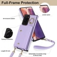 thumbnail image 5 of Crossbody Strap Wallet Case for Samsung Galaxy Note 20 Ultra with Wrist Strap, 360° Rotating Ring Kickstand & Card Holder PU Leather Purse Magnetic Snap Zipper Case Cover for Note 20 Ultra, Purple, 5 of 9