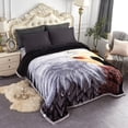 thumbnail image 2 of JML Floral & Animal 2-Ply Heavy Raschel Blanket 85" X 95" Lion Eagle Animal Print, 2 of 5