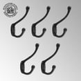 thumbnail image 2 of Renovators Supply Black Wrought Iron Robe and Coat Double Hooks 5" L Rustic Entry Way Hat or Jacket Hanger Wall Mount Rust Resistant Bathroom Towel Hooks w/Hardware Pack of 5, 2 of 4