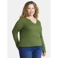 thumbnail image 6 of Terra & Sky Women's Plus Long Sleeve Notch Neck Top, 6 of 6