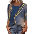thumbnail image 2 of Viluyesy 3/4 Sleeves T-Shirt Women Round Neck Shirt Tops Relaxed Button Loose Blouse Gray Size 3XL, 2 of 7