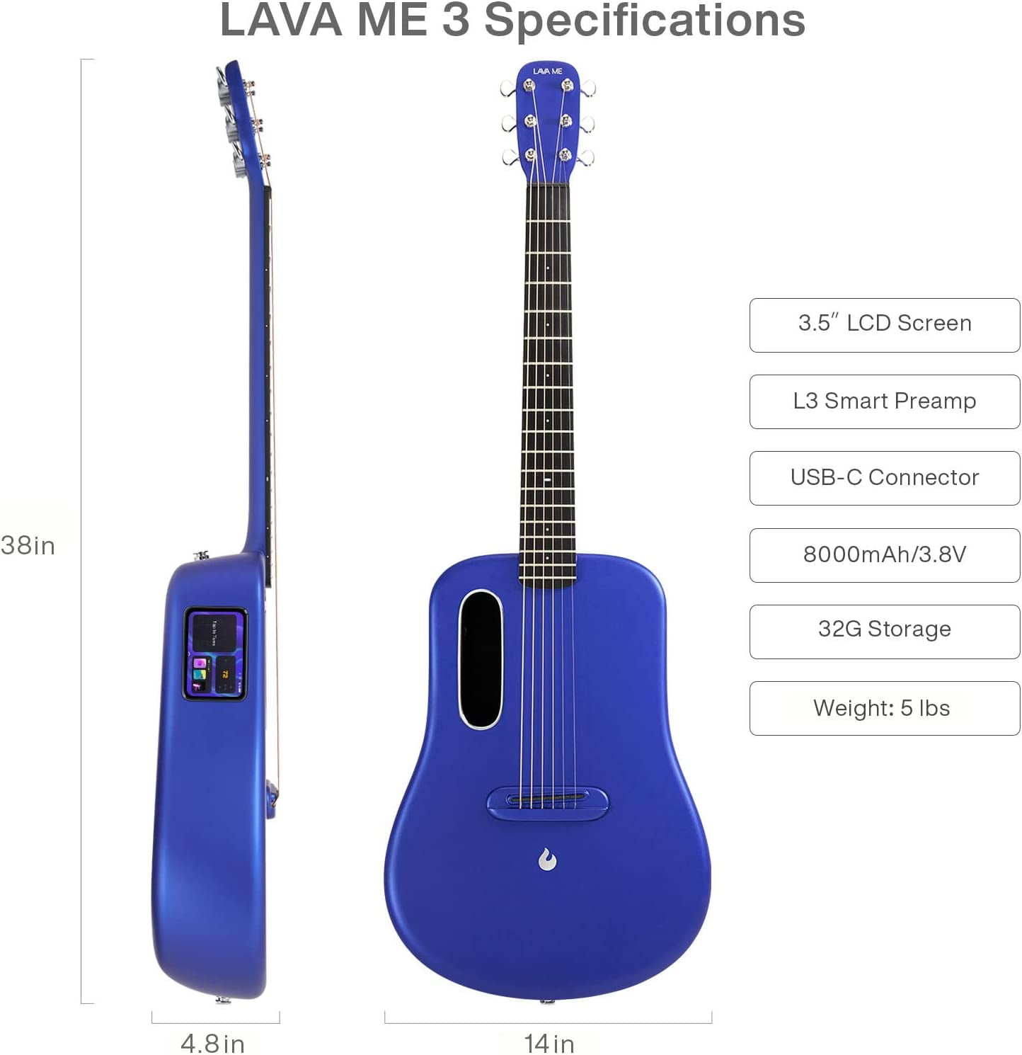 Lava Music Lava ME 3 36” Smart Guitar in Red w/ Space Bag