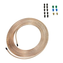The Stop Shop 25 ft. Copper Nickel 3/16" Brake Line Tubing w/metric brake line ISO/Bubble Flare fittings (Pack of 16 fittings)