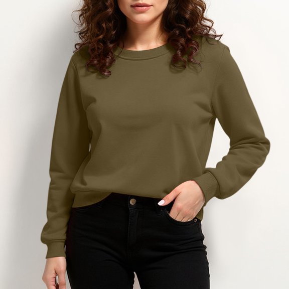 Crew Neck Sweatshirts Women, Velvet Sweatshirt Women Long Sleeve Top Fall Winter 2025 Fashion Christmas Casual Outfits Non Shrink Loungewear Holiday Work Appropriate Sweaters L