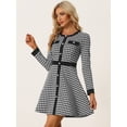 thumbnail image 3 of Vestido Elegante con Botones y Cuello Redondo Tela a Cuadros para Mujer Negro XS, 3 of 5