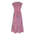 thumbnail image 4 of BRGZLK Womens Sundresses for Beach Vacation Round Neck Sleeveless Boho Floral Printed Pleated Long Dress for Spring Summer 2026 Pink XXL, 4 of 4