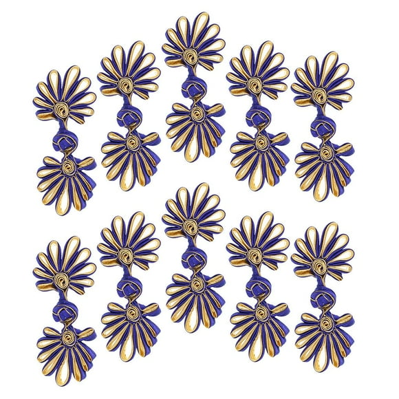 bedienty Frog Knot Closure Buttons Tang Suit Pankou Chinese Frog Knot Handmade Sewing Fasteners Decorative Cheongsam Buttons sapphire and gold
