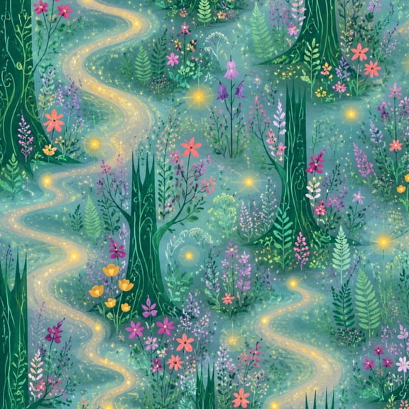 Gothic Peel and Stick Wallpaper Forest Glowing Flowers Mystical Light Wall Mural 23.6in x 9.8ft Self Adhesive Removable Wall Paper Renter Friendly Wallpaper for Bedroom