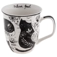 thumbnail image 1 of Karma Gifts - Taza bohemia de 16 onzas en blanco y negro para gatos, bonita taza de café y té, tazas de café de cerámica para mujeres y hombres, 1 of 7
