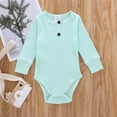 thumbnail image 2 of EnJoCho Kids Birthday Clothing Kids Toddler Baby Girls Boys Long Sleeve Solid Ribbed Romper Bodysuit Outfits Clothes Toddler Winter Trendy Bodysuit Home Wear, 2 of 3