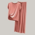 thumbnail image 2 of Pisexur Ensembles de Détente pour Femmes, Tenues Deux Pièces, Vêtements de Détente, Ensemble de Pyjama Jogger à Manches Courtes Col Ras du Cou et Survêtement avec Pantalon de Survêtement, 2 of 3