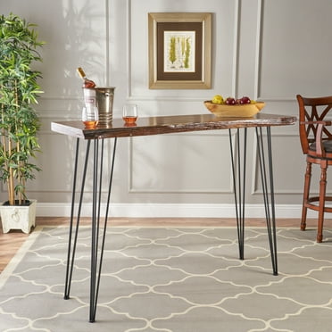 Noble House Industrial Faux Live Edge Rectangular Bar Table, Natural