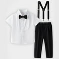 thumbnail image 4 of Wdgfv Boys Short Sleeve Shirt Outfit Set Formal Performance Suit For School Kids Casual Wear Toddler To Teen Age 3-13 Years Black 4-5 Years, 4 of 4