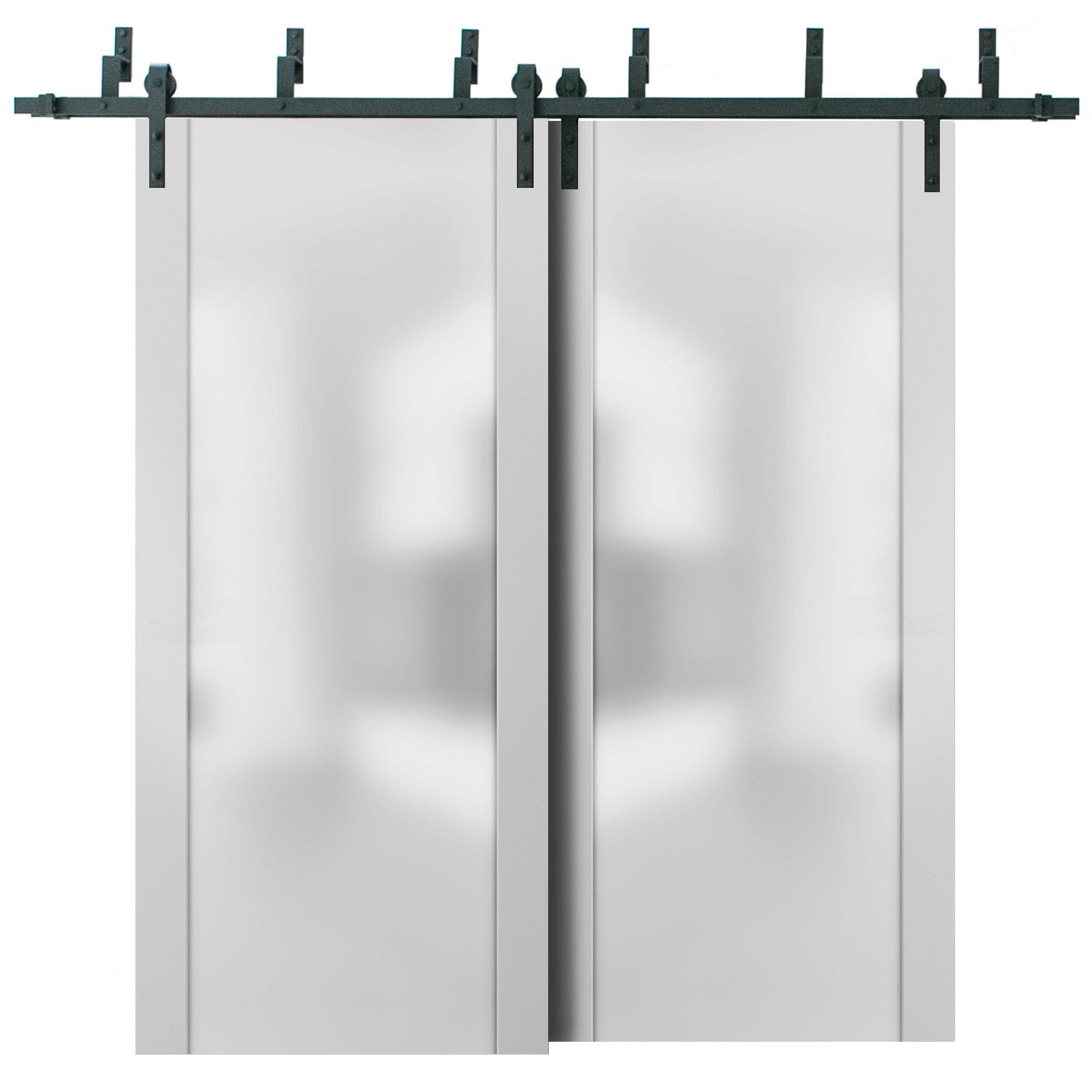 Sliding Closet Frosted Glass Barn Bypass Doors 64 x 84 inches with