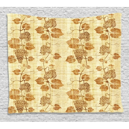Grapes Home Decor Tapestry Cuisine Figure On Ancient Egyptian Papyrus Parchment Aged Crumpled Artwork Wall Hanging For Bedroom Living Room Dorm