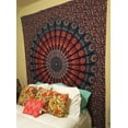 thumbnail image 3 of Bless International Indian hippie Bohemian Psychedelic Golden Blue Peacock Mandala Wall hanging Bedding Tapestry (Golden Blue, King (88x104Inches)(225x265Cms)), 3 of 5