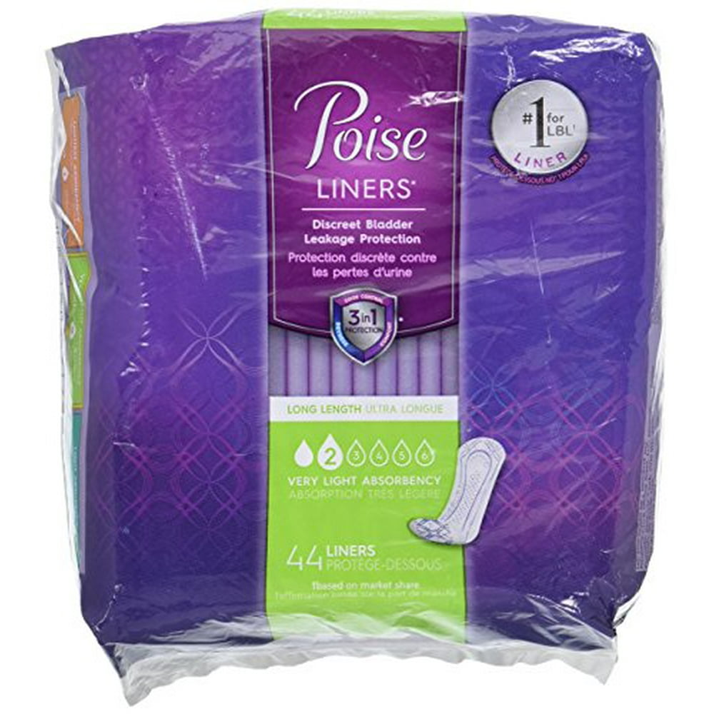 44 Poise Long Length Panty Liners Fresh Lightweight 2 Light Bladder