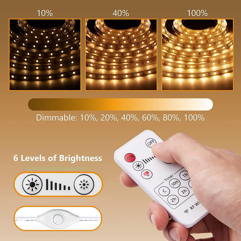 Yi Lighting LED 6pcs 20" Under Cabinet LED Strip Lighting kits with Remote Control for Kitchen, Desk, Monitor Back, Shelf
