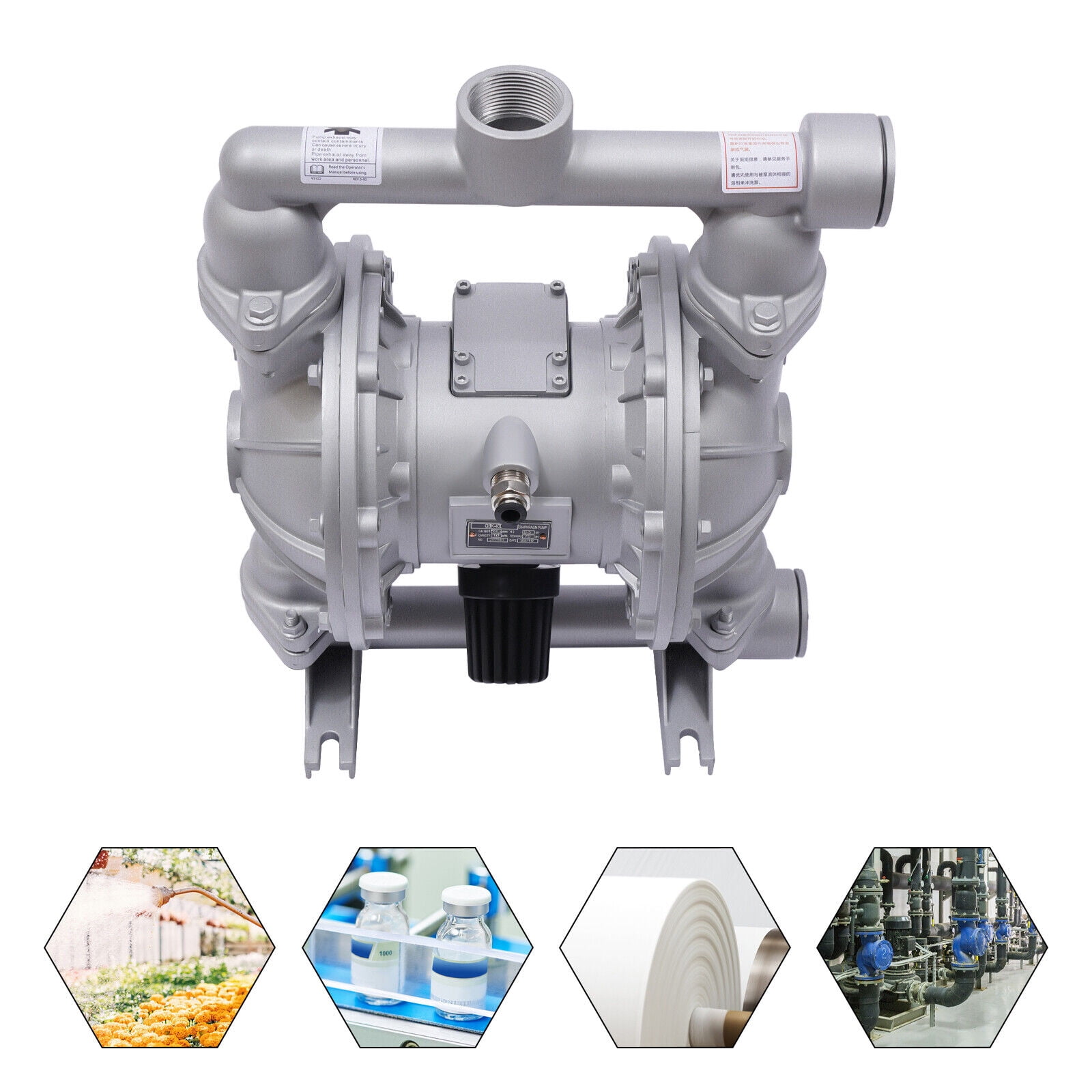 Miumaeov AirOperated Diaphragm Pump Double Diaphragm Transfer Pump 1/2