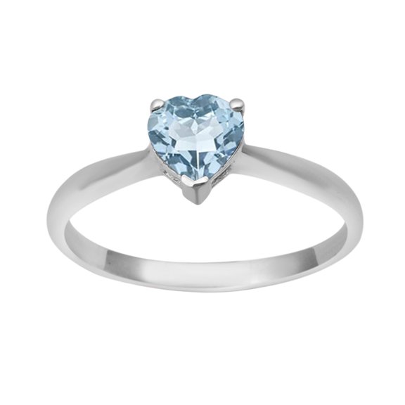 Mooneye 5mm Heart Shape Blue Topaz 925 Sterling Silver Women Valentines Day Gifts Dainty Ring