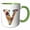 Green/White, variant on 3drose, Boho Floral Monogram Initial V, 11oz Two-tone Green Mug