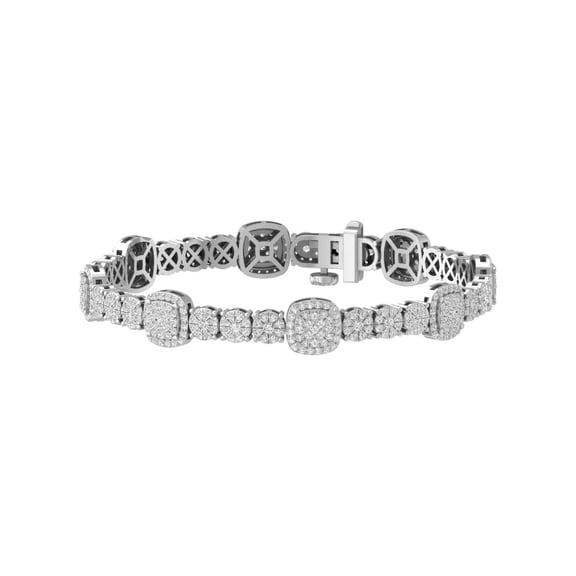 ARAIYA FINE JEWELRY 925 Sterling Silver Round Shape Lab Grown Diamond Composite and Cluster Bracelet (3 cttw, D-F Color, VS1 Clarity) 7 inch